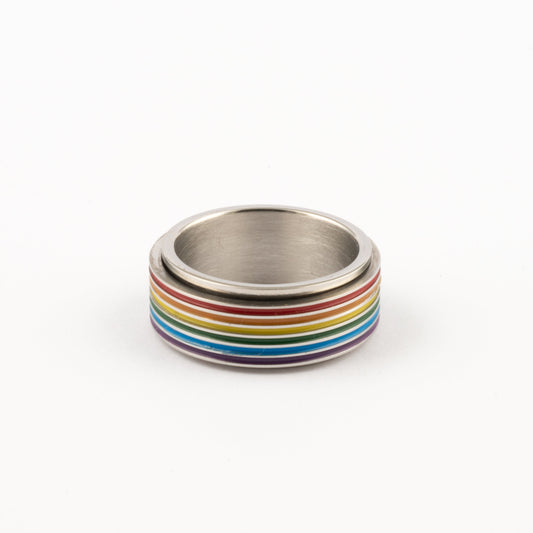 Anillo Deslizante Arcoiris Plateado