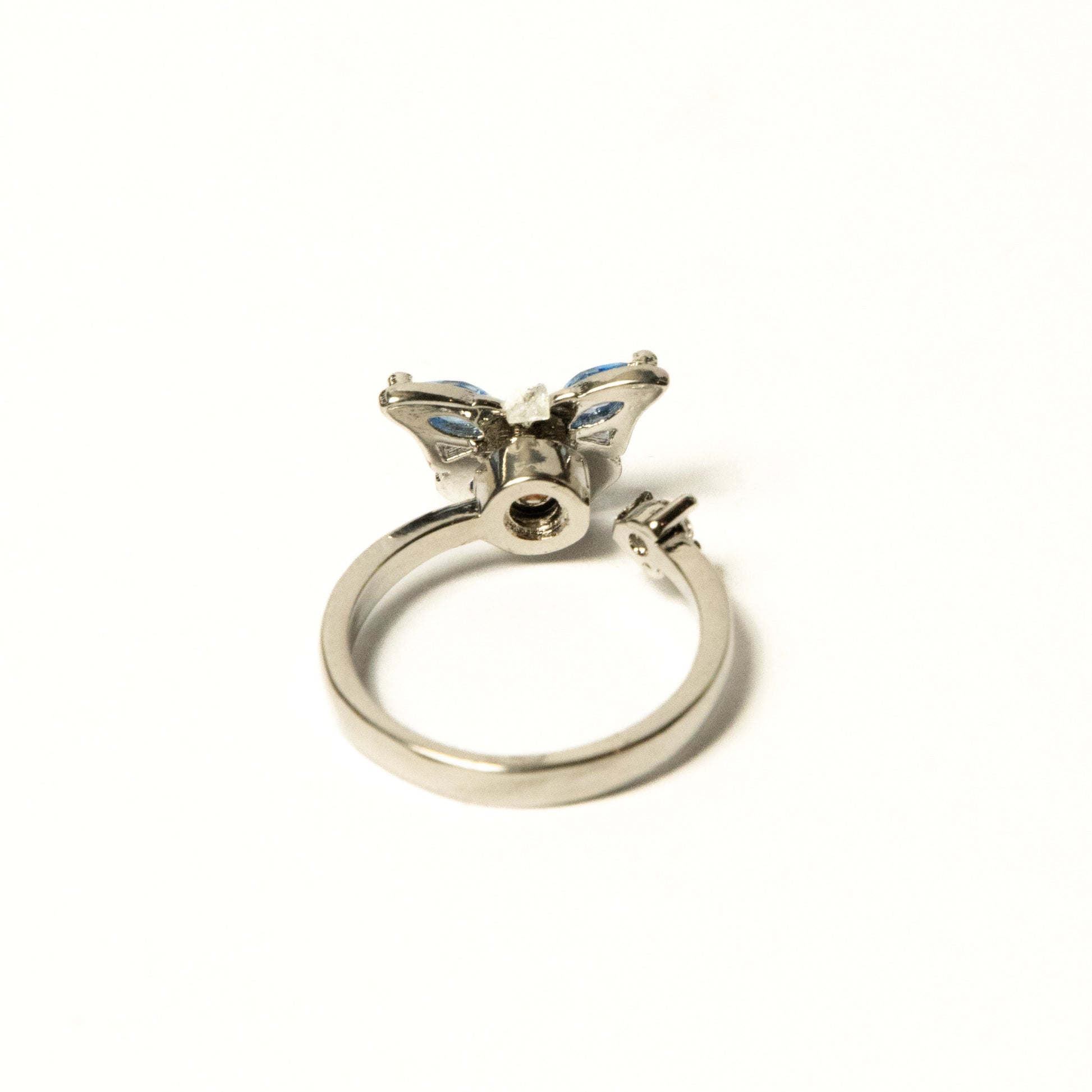 Anillo Giratorio Mariposa Plateado y Celeste - Agosto 18
