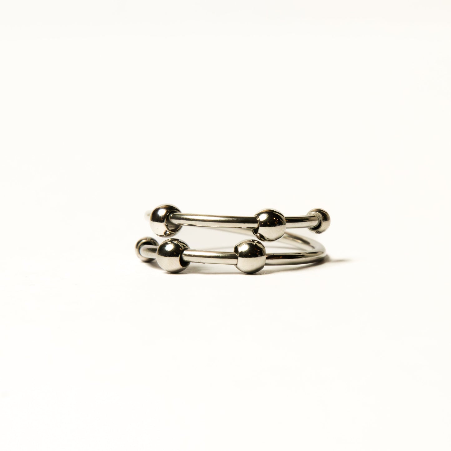 Anillo Anti-Estrés Deslizante Doble Julio Plateado
