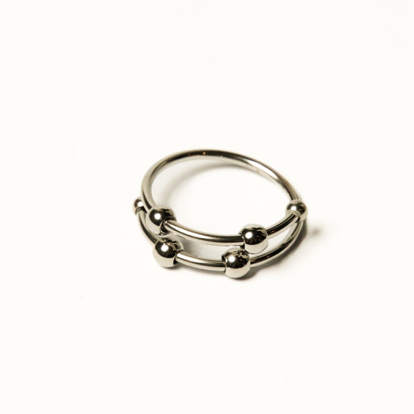 Anillo Anti-Estrés Deslizante Doble Julio Plateado